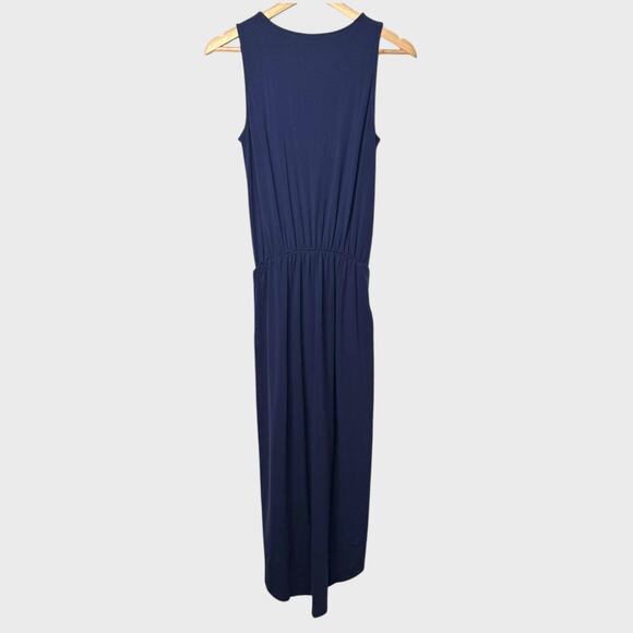 Lilla P Blue Small Sleeveless Maxi Dress Scoop Neck High-Low Hem Elastic Waist - Picture 8 of 8
